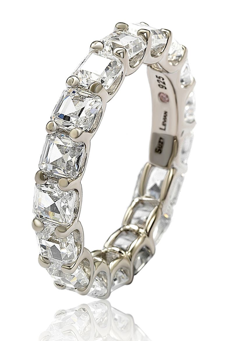 Sterling Silver CZ White Modern Eternity Band, Main, color, WHITE