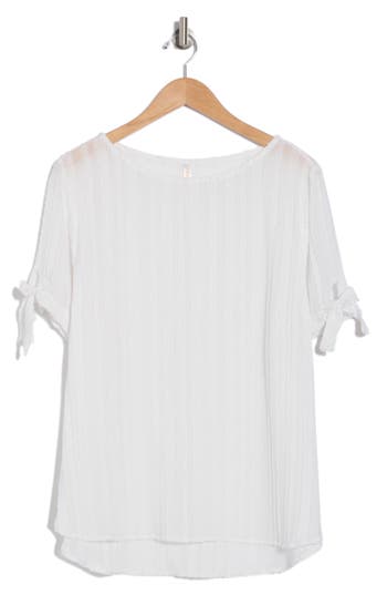 RENEE C RENEE C STRIPE SHORT SLEEVE SEMISHEER TOP 