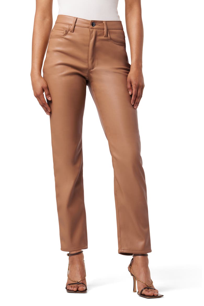 The Honor Ankle Faux Leather Pants, Main, color, FAWN