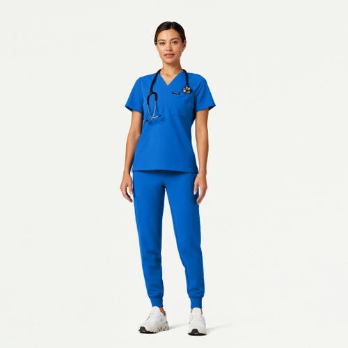 Jaanuu 1-pocket Slim V-neck Scrub Top In Blue