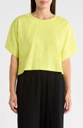 DKNY Boxy Short Sleeve Linen Blend Top