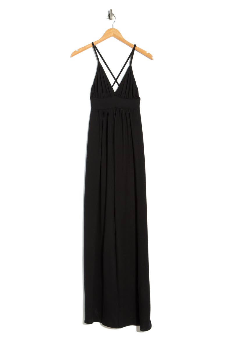 Cross Back Maxi Dress, Alternate, color, BLACK