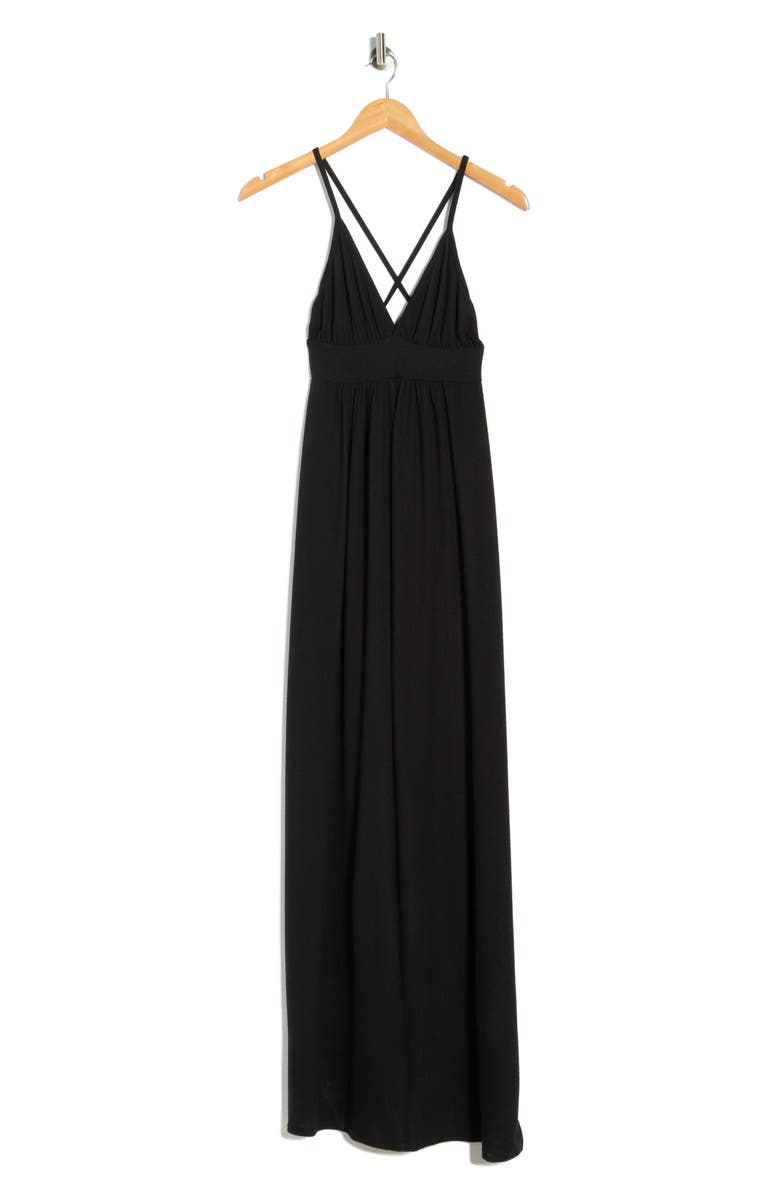 GO COUTURE Cross Back Maxi Dress, Alternate, color, Black