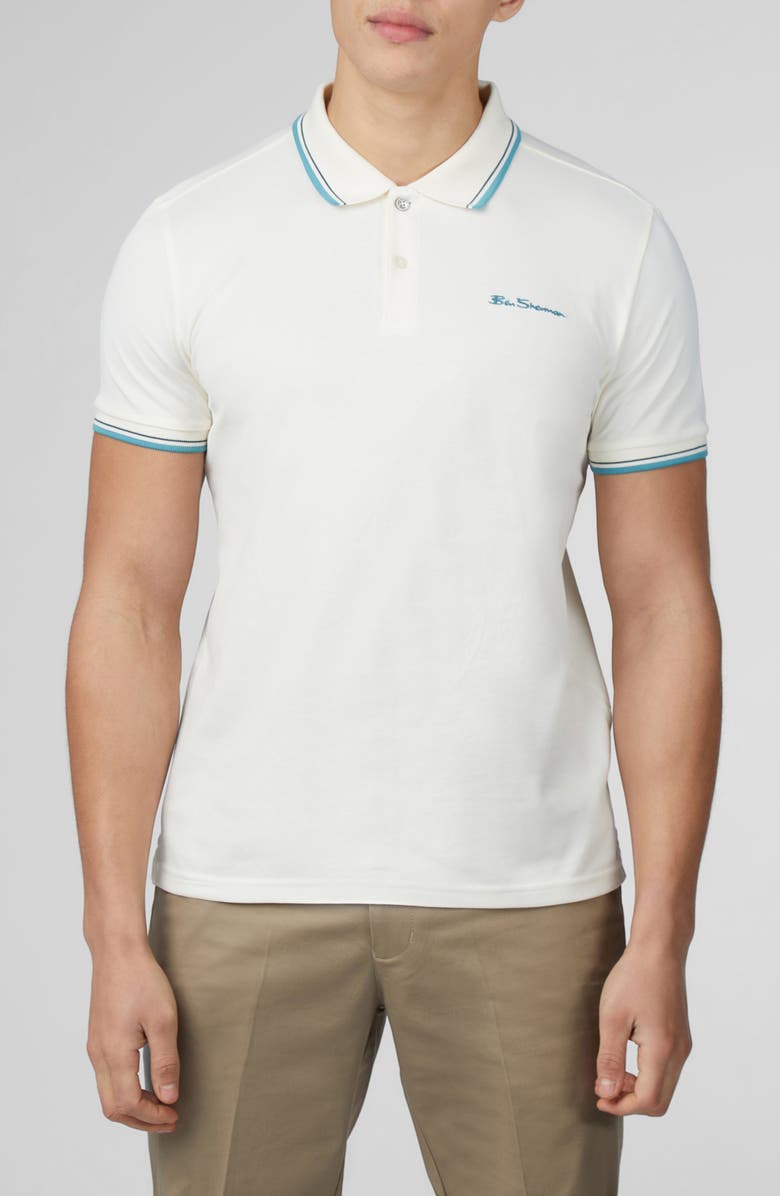 Ben Sherman Signature Tipped Organic Cotton Piqué Polo, Main, color, 