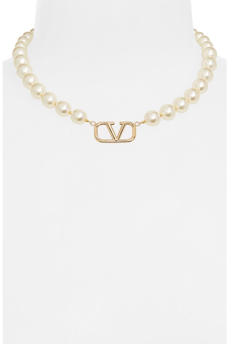 VLOGO Swarovski Imitation Pearl Necklace, Alternate, color, GOLD/ CREAM