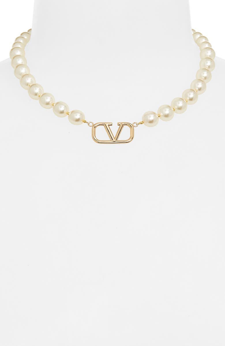 Valentino VLOGO Swarovski Imitation Pearl Necklace, Alternate, color, 