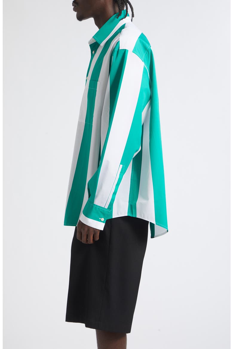 La Chemise Camargue Stripe Button-Up Shirt, Alternate, color, JACQUARD BIG STRIPES GREEN