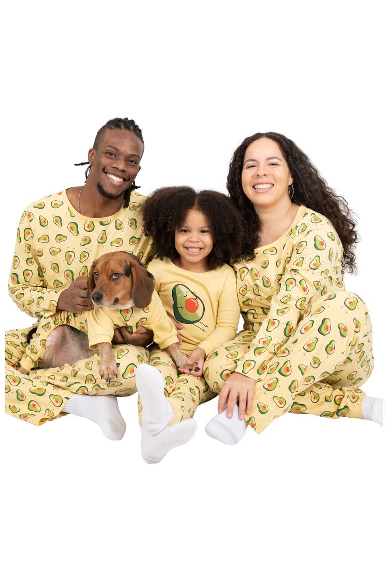 Kids Footed Cotton Matching Family Pajamas, Nature & Water Prints, Alternate, color, Avocado