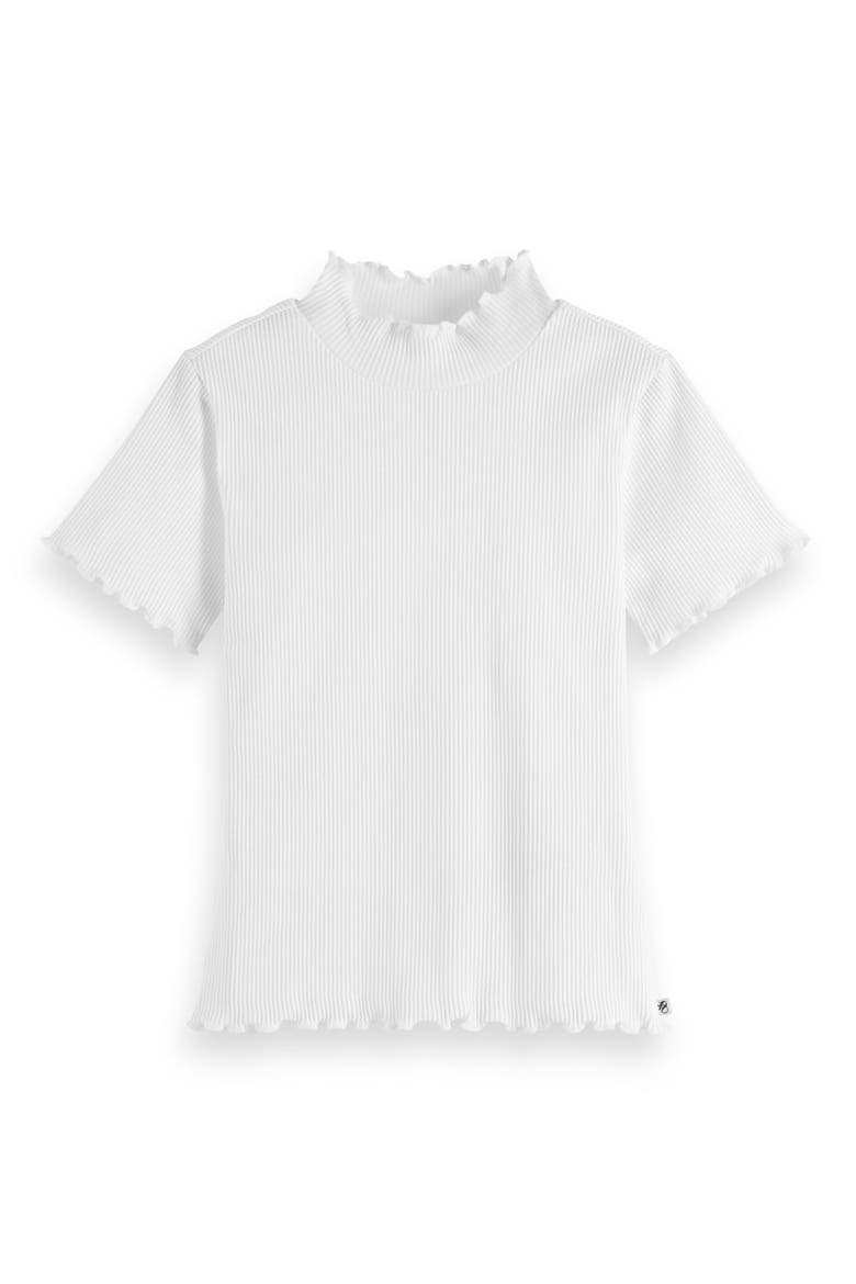 Kids' Lettuce Edge Mock Neck Cotton T-Shirt, Main, color, BRIGHT WHITE