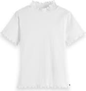 Scotch & Soda Kids' Lettuce Edge Mock Neck Cotton T-Shirt