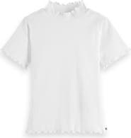 Scotch & Soda Kids' Lettuce Edge Mock Neck Cotton T-Shirt
