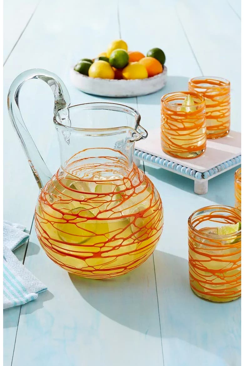 Handblown Glass Pitcher, Alternate, color, Orange