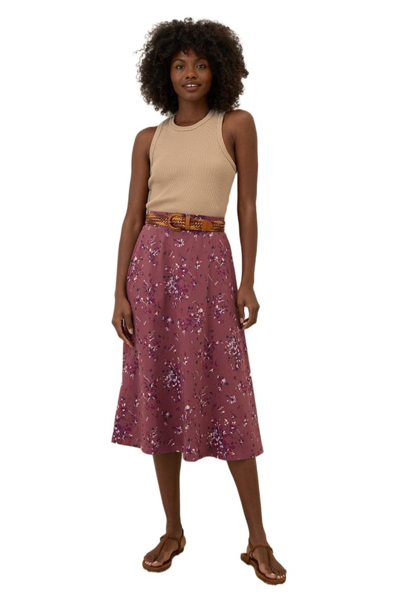 Pact Organic Cotton Fit & Flare Midi Skirt, Main, color, Dotted Sprays Mauve