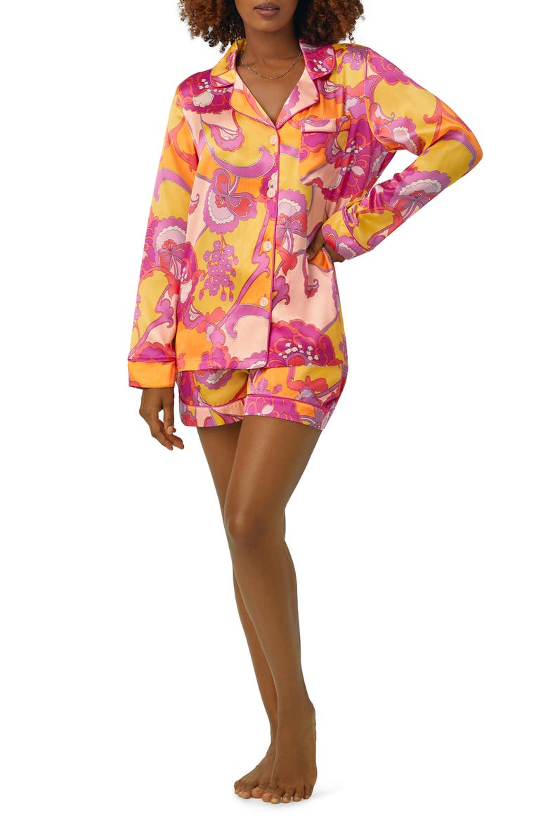 x Trina Turk Print Silk Short Pajamas, Alternate, color, APACHE BLOOM