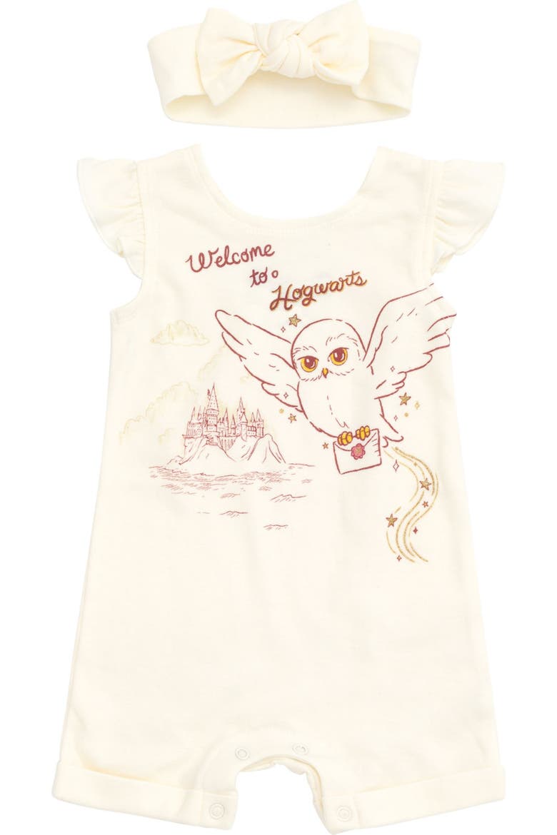 Hedwig 2-Piece Sleeveless Romper and Headband Set, Main, color, Hedwig Ivory
