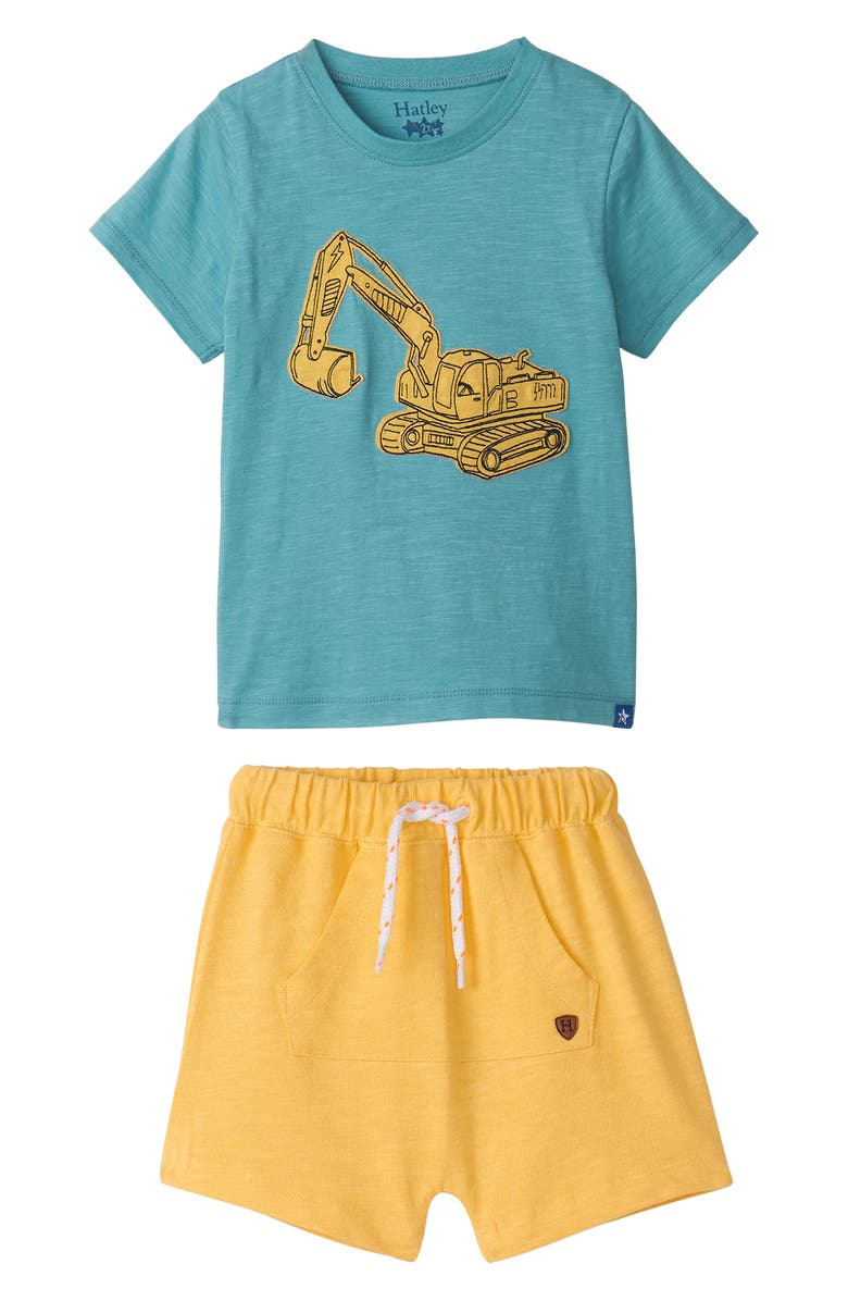 Hatley Digger Graphic T-Shirt & Shorts Set, Main, color, 