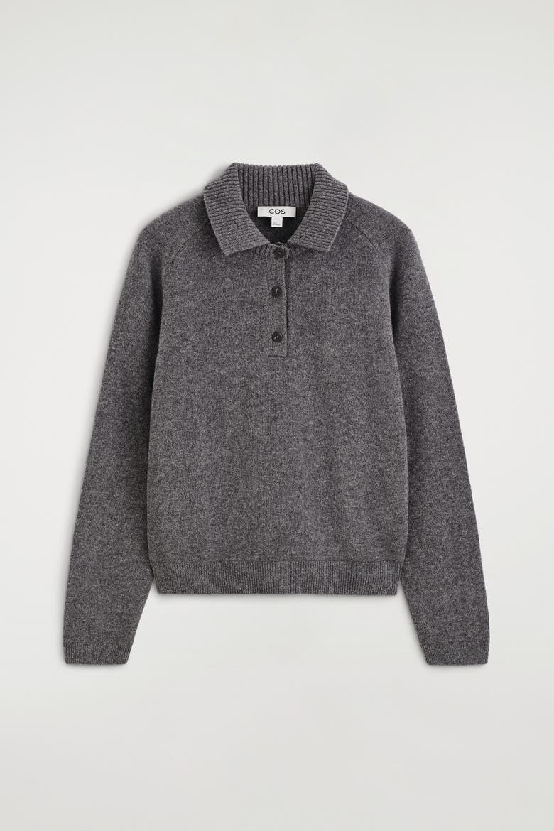 Merino Wool Polo Shirt, Alternate, color, GRAY MÉLANGE