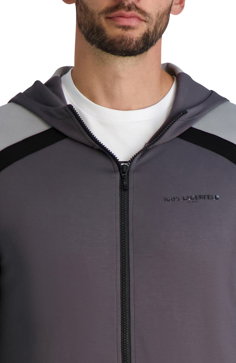 KARL LAGERFELD PARIS Kidult Colorblock Zip Hoodie, Alternate, color, Grey