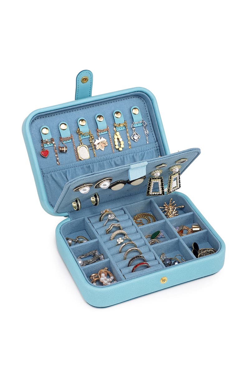 OLD TREND Rectangular Genuine Leather Jewelry Storage Box, Alternate, color, Turquoise