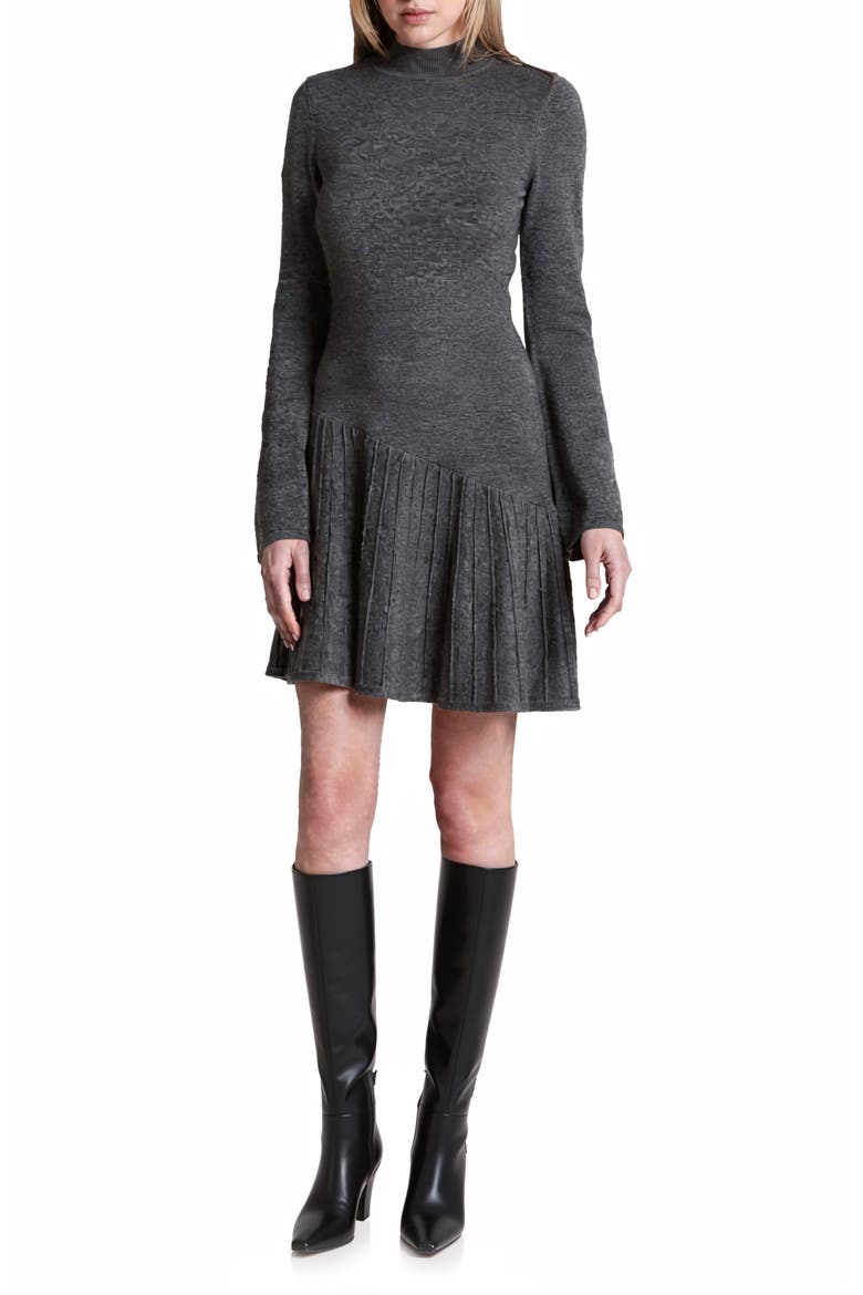 Long Sleeve Sweater Dress, Main, color, HEATHERED CHARCOAL