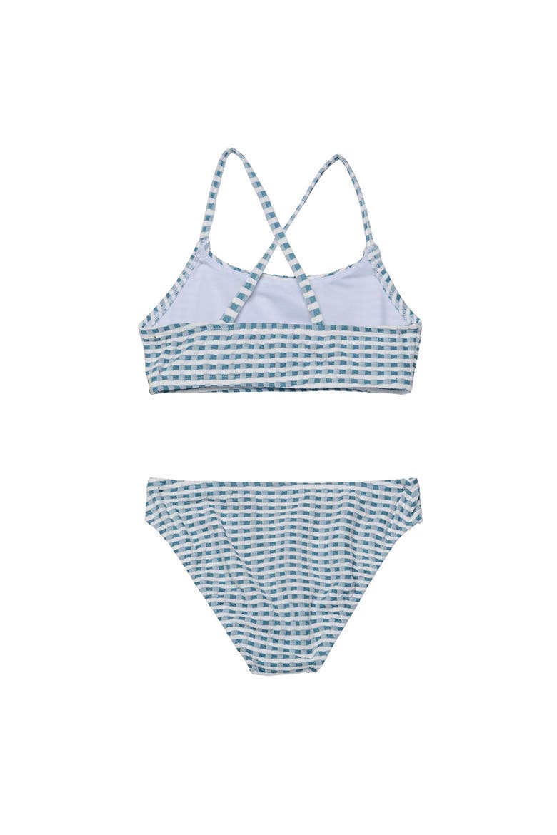 Forever Gingham Textured Criss Cross Strap Swim Set, Alternate, color, Green