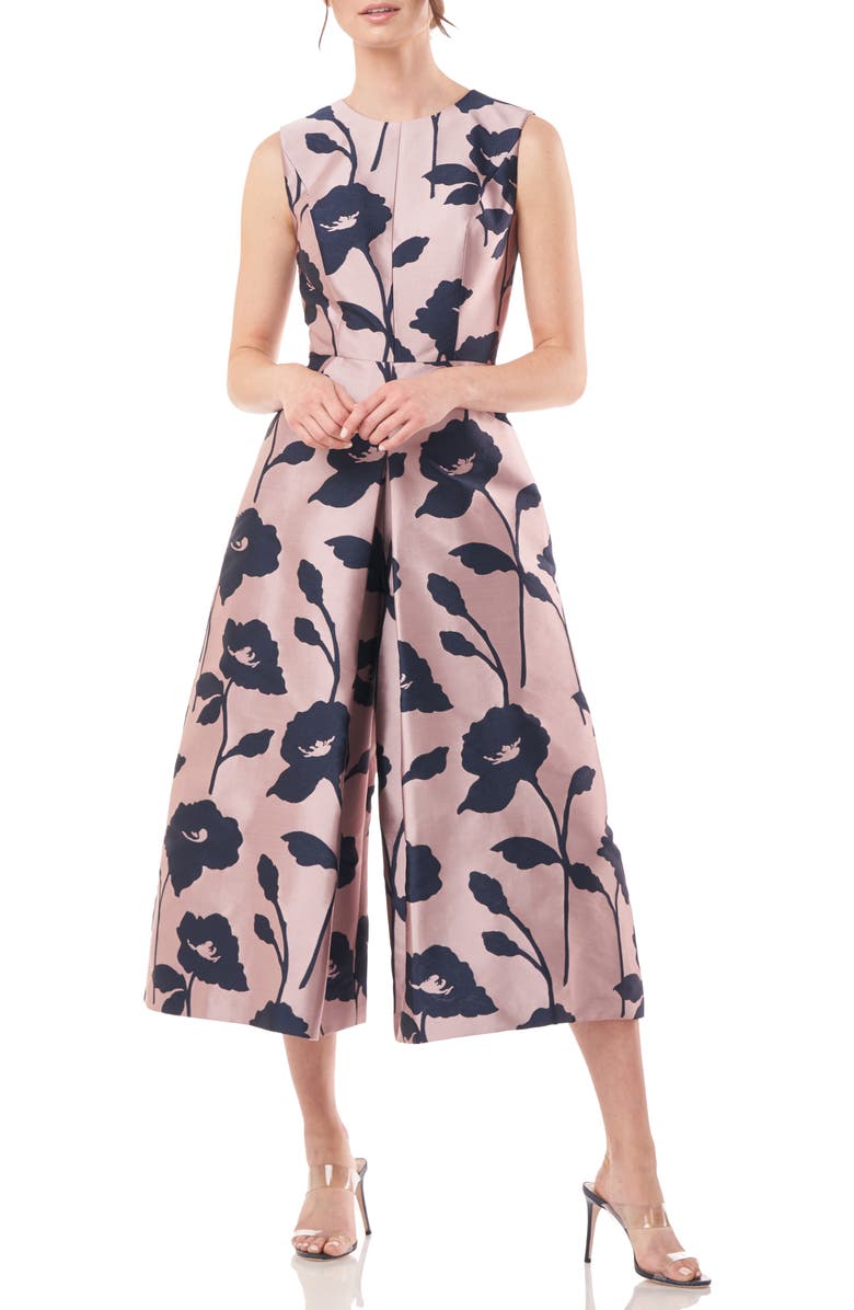 Kay Unger Coty Floral Crop Wide Leg Jumpsuit, Main, color, 