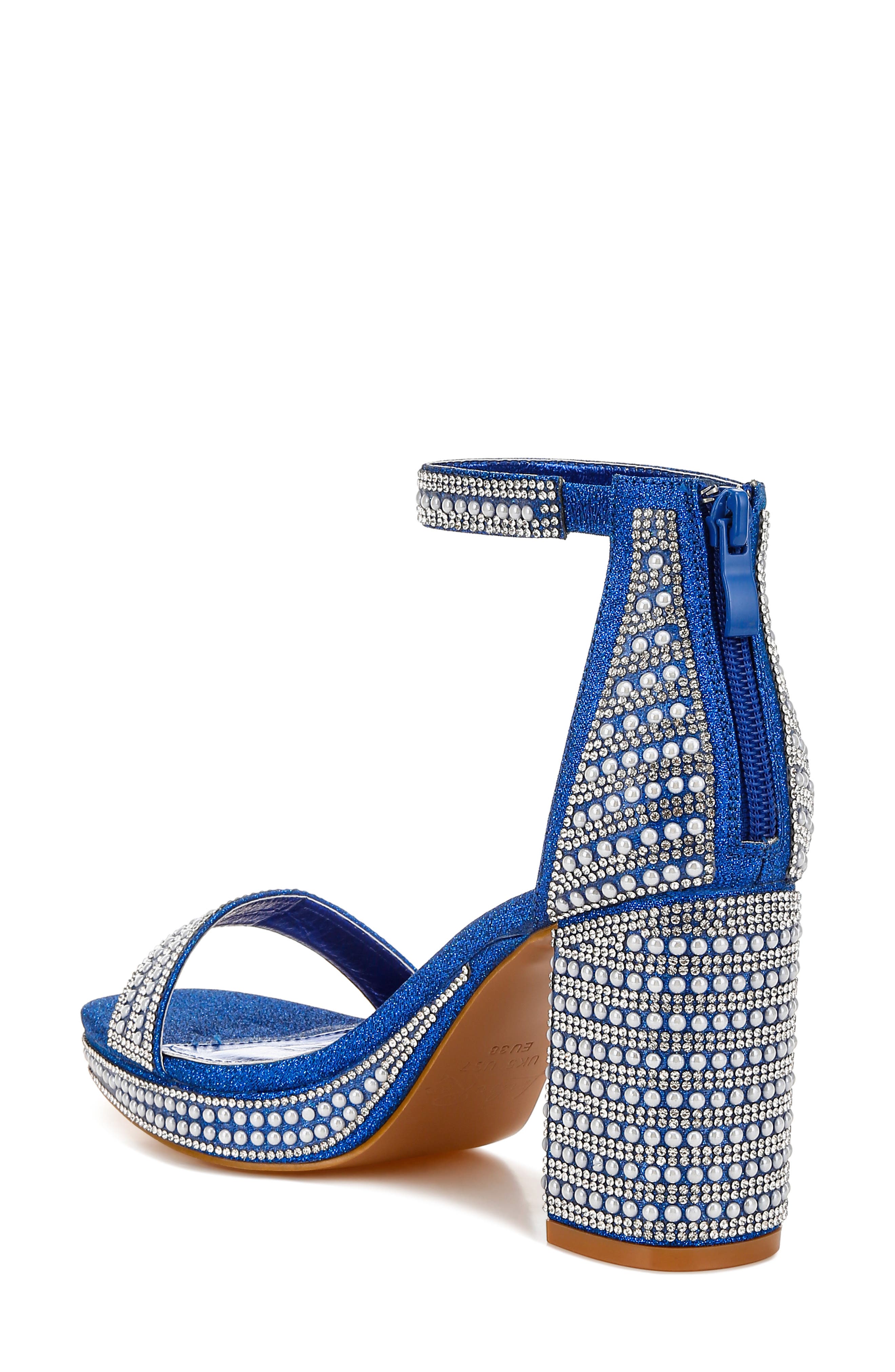 Mejuri Faux Pearl Embellished Platform Sandal, Alternate, color, BLUE