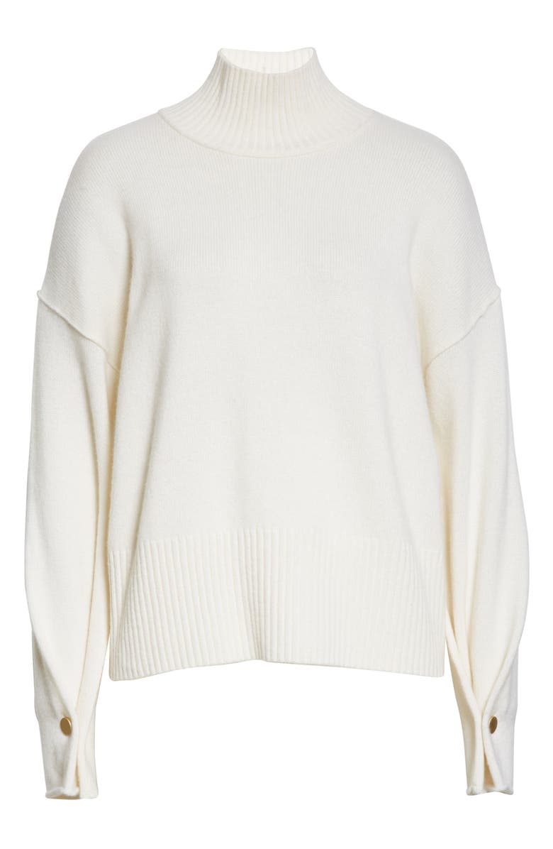 autumn cashmere Button Sleeve Mock Neck Cashmere Sweater, Alternate, color, 