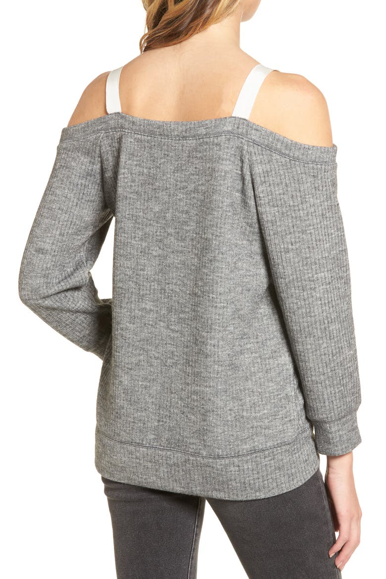 Grosgrain Cold Shoulder Top, Alternate, color, GREY CLOUDY HEATHER