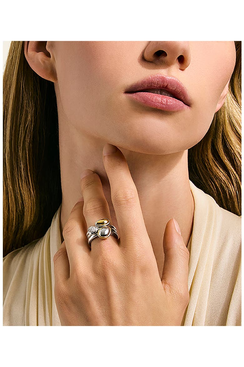 Surf Pebble Set of 3 Stacking Rings, Alternate, color, SILVER AND GOLD