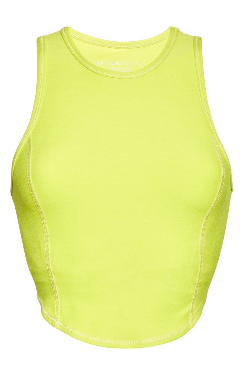 Beyond Yoga Motivate Crop Tank, Alternate, color, True Chartreuse Heather