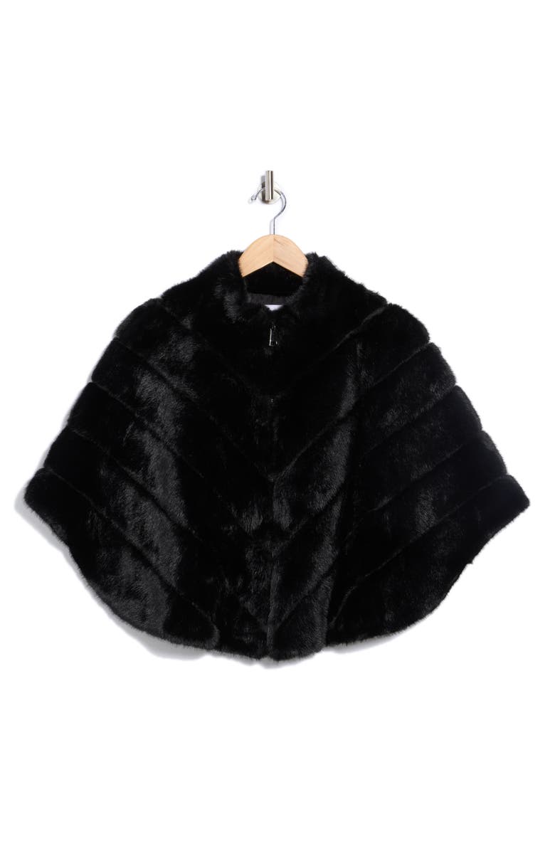 La Fiorentina Faux Fur Capelet, Alternate, color, Black