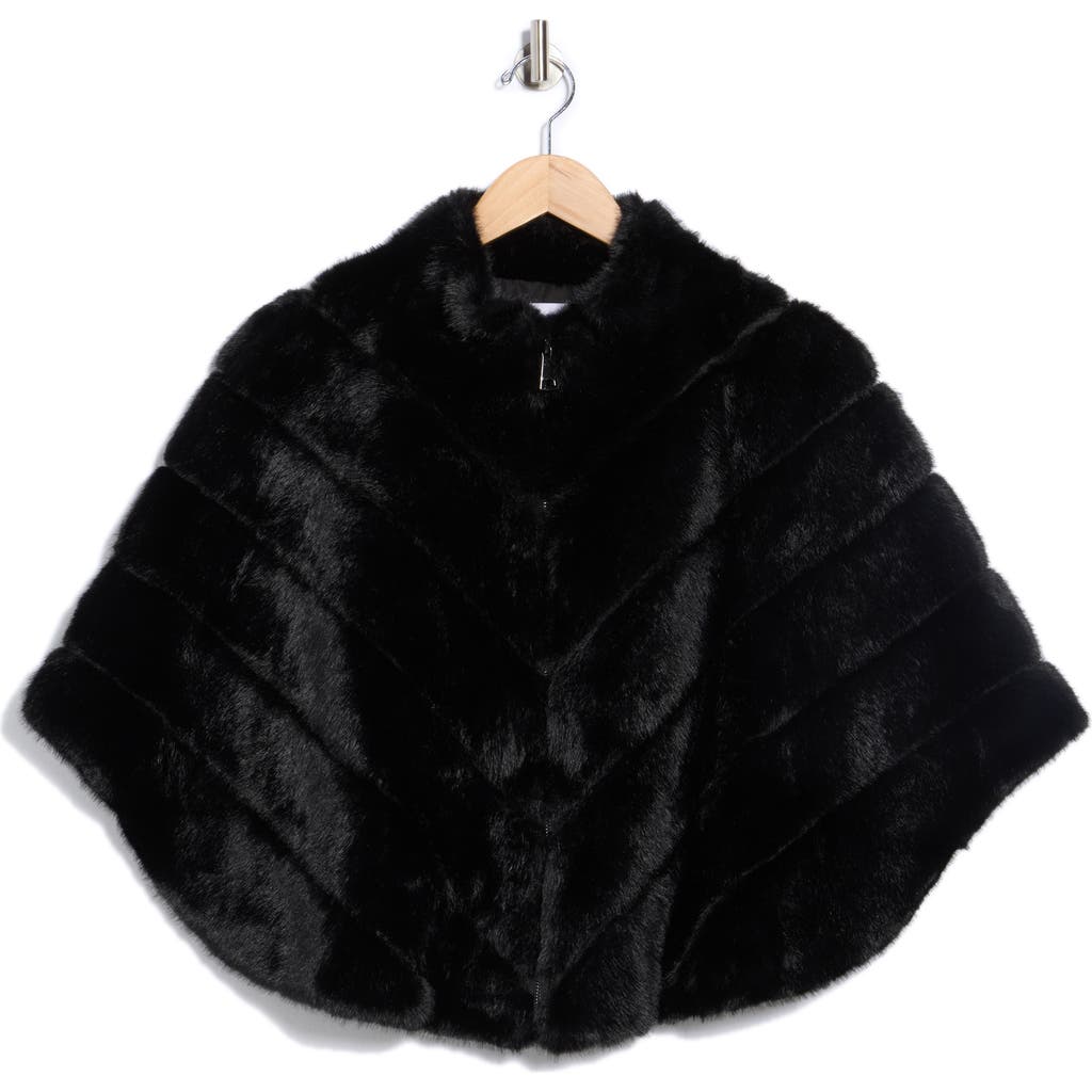 La Fiorentina Faux Fur Capelet In Black