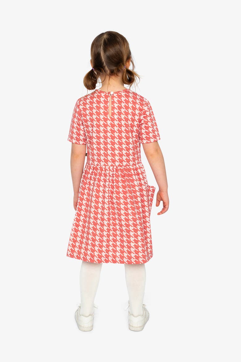 Short Sleeve Dress with Pockets Houndstooth, Alternate, color, Pink and White Houndstooth