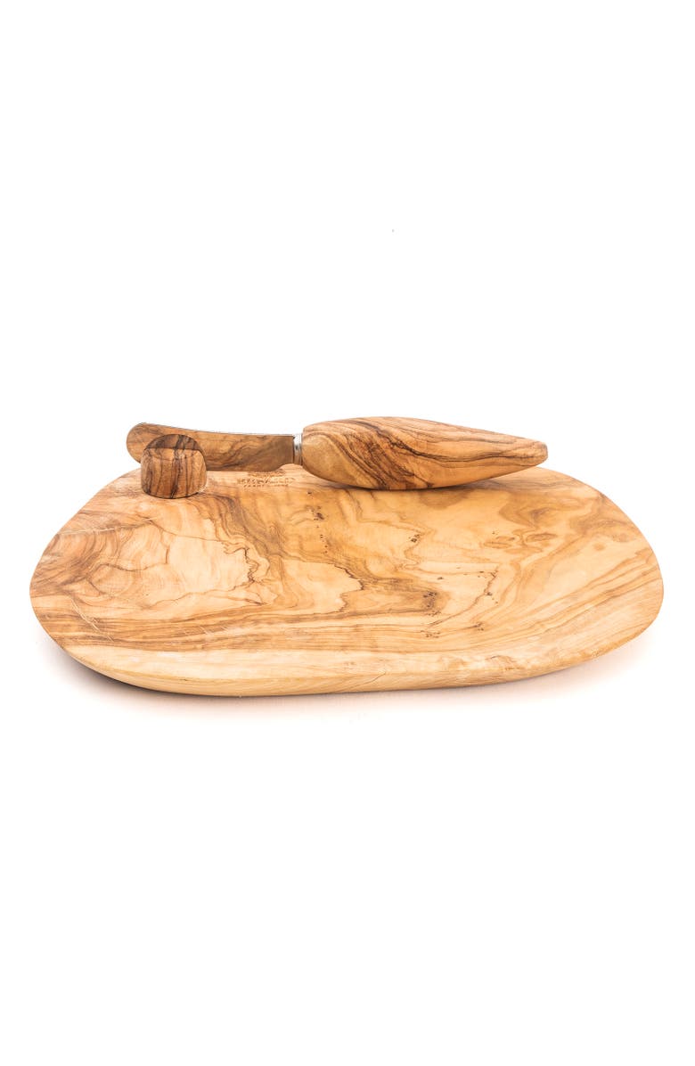 Berard France Olive Wood Handcrafted Butter Dish & Knife, Alternate, color, Brown