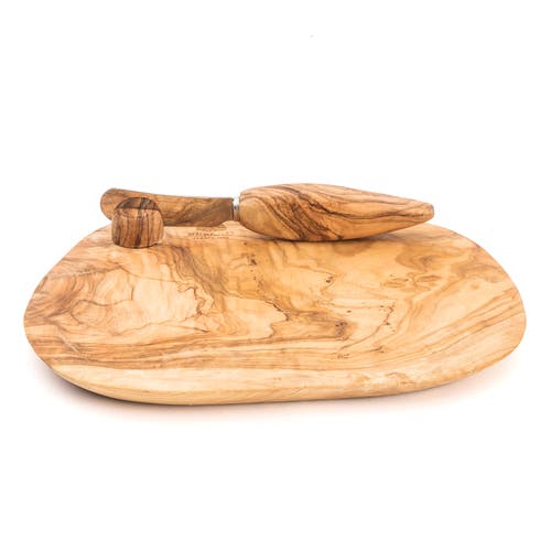 Berard France Olive Wood Handcrafted Butter Dish & Knife In Brown