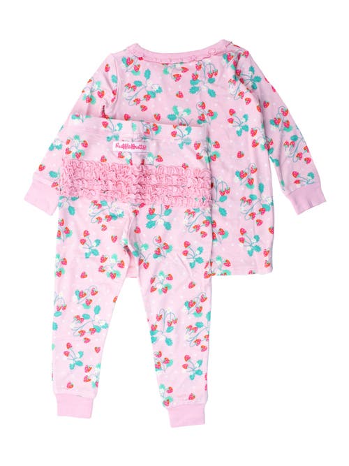 Rufflebutts Softsnooze Toddler Girls Ruffle Long Sleeve Pajama Set In Sweet As Strawberries