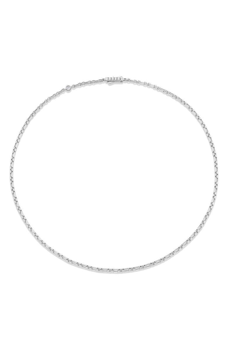 Crislu Layer Up Box Chain Necklace, Alternate, color, Pure Platinum / Clear Stone