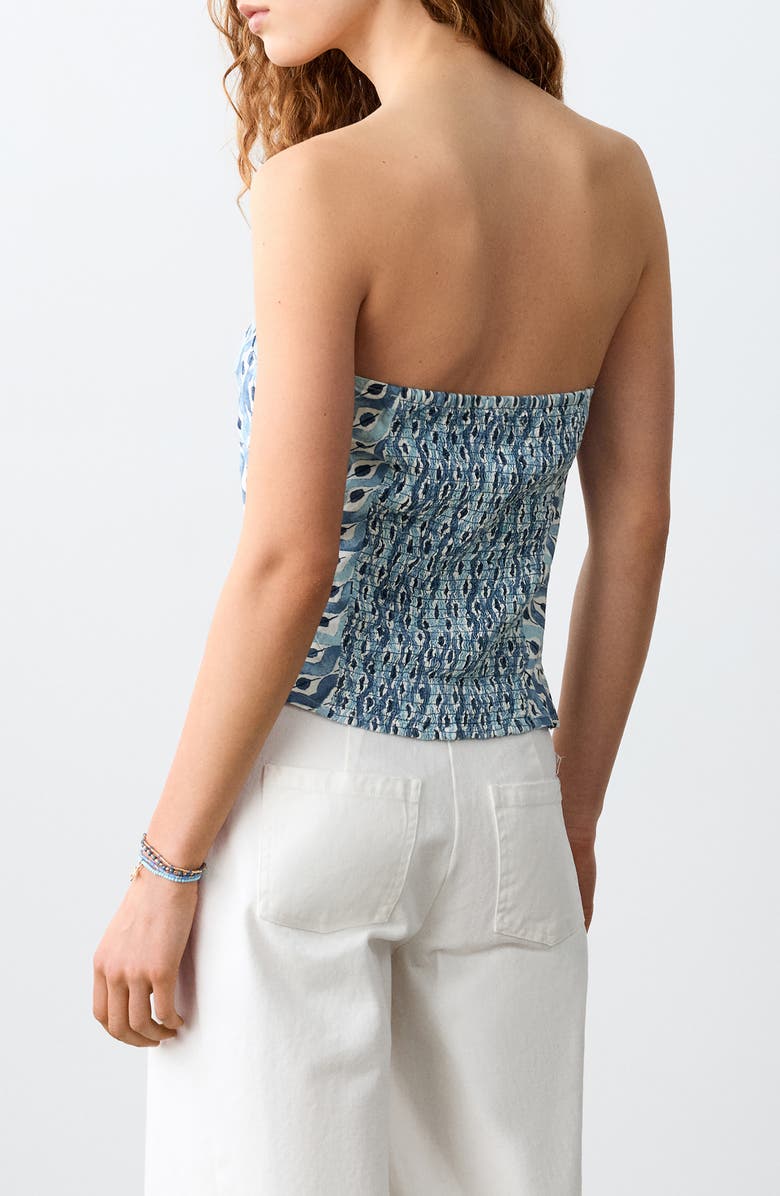 MANGO TEEN Print Asymmetric Strapless Top, Alternate, color, 