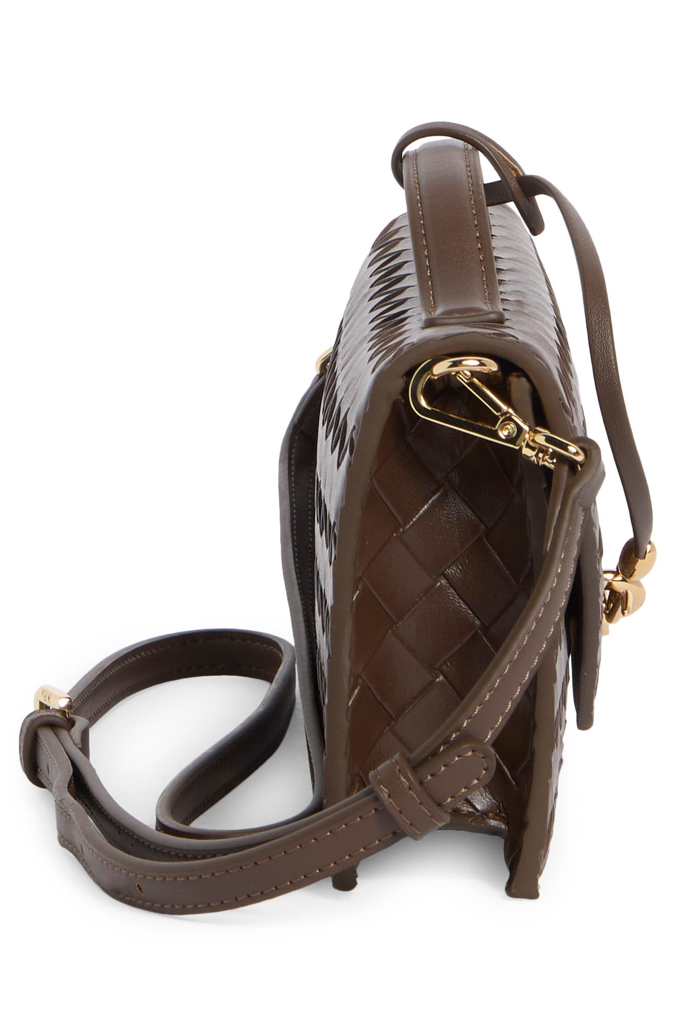 Celeste Woven Faux Leather Envelope Clutch, Alternate, color, MOCHA BROWN