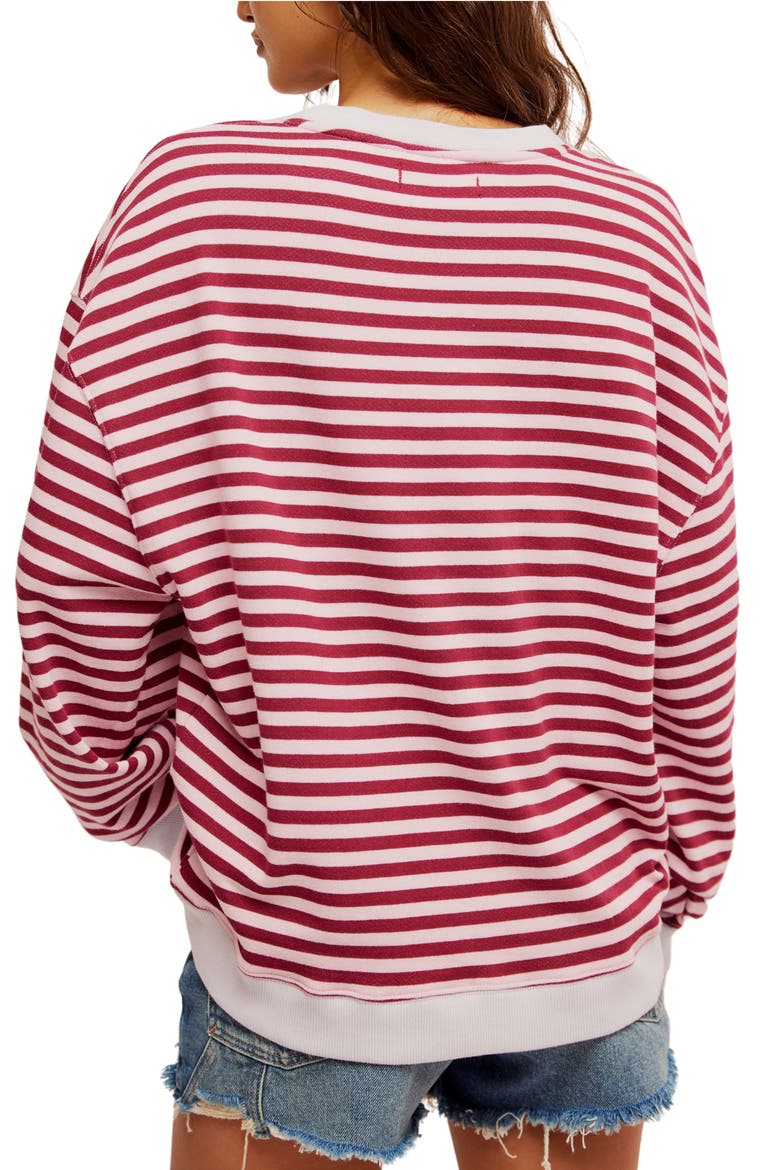 Oversize Stripe Sweatshirt, Alternate, color, RASPBERRY COMBO