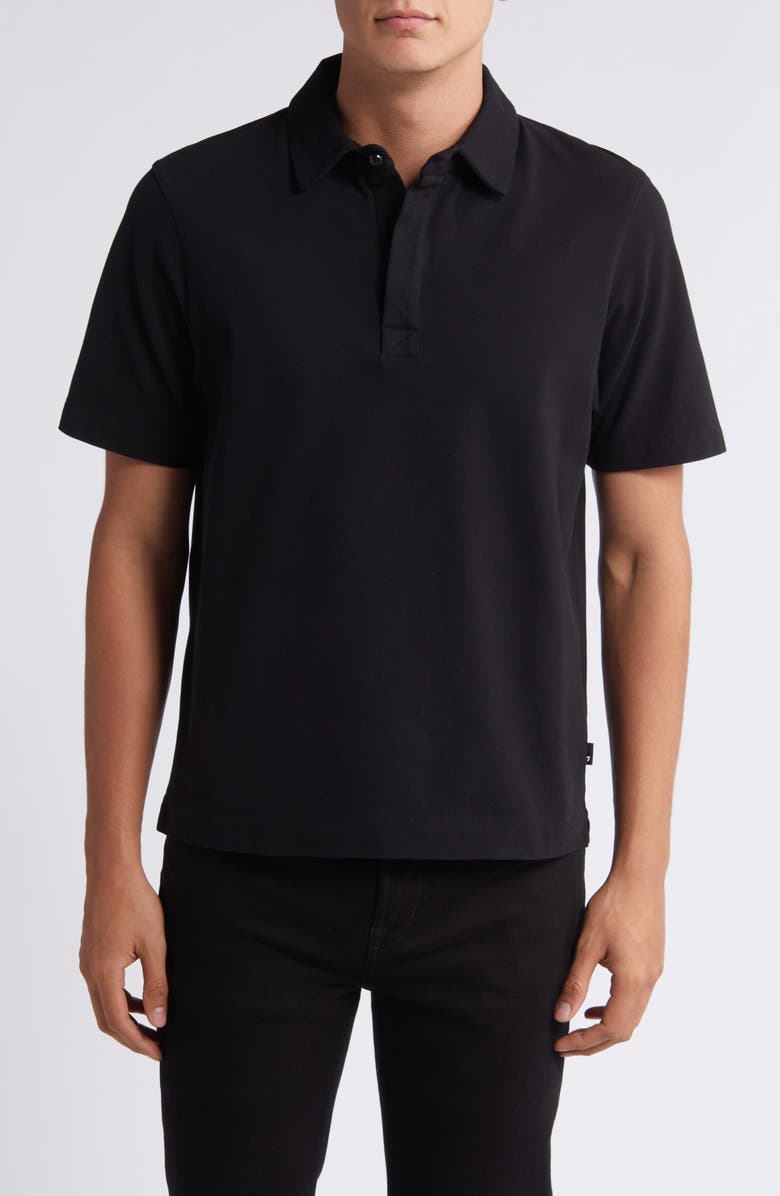 7 For All Mankind Piqué Knit Polo, Main, color, Black