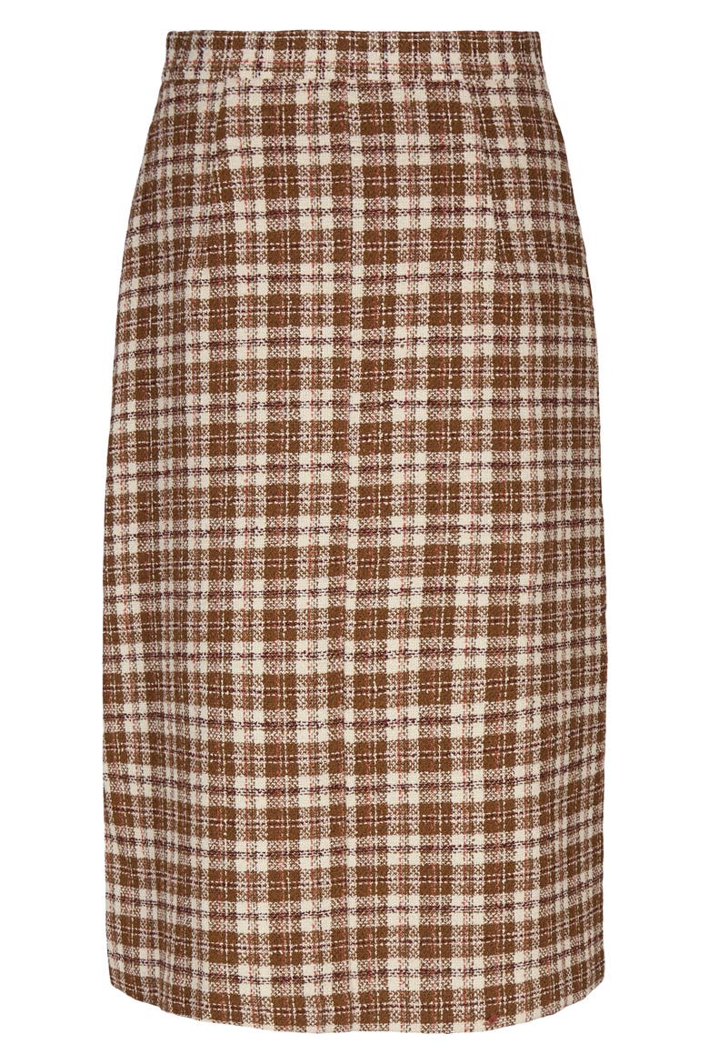 Marina Check Cotton Blend Tweed Midi Skirt, Alternate, color, MONKS ROBE COMB-181048