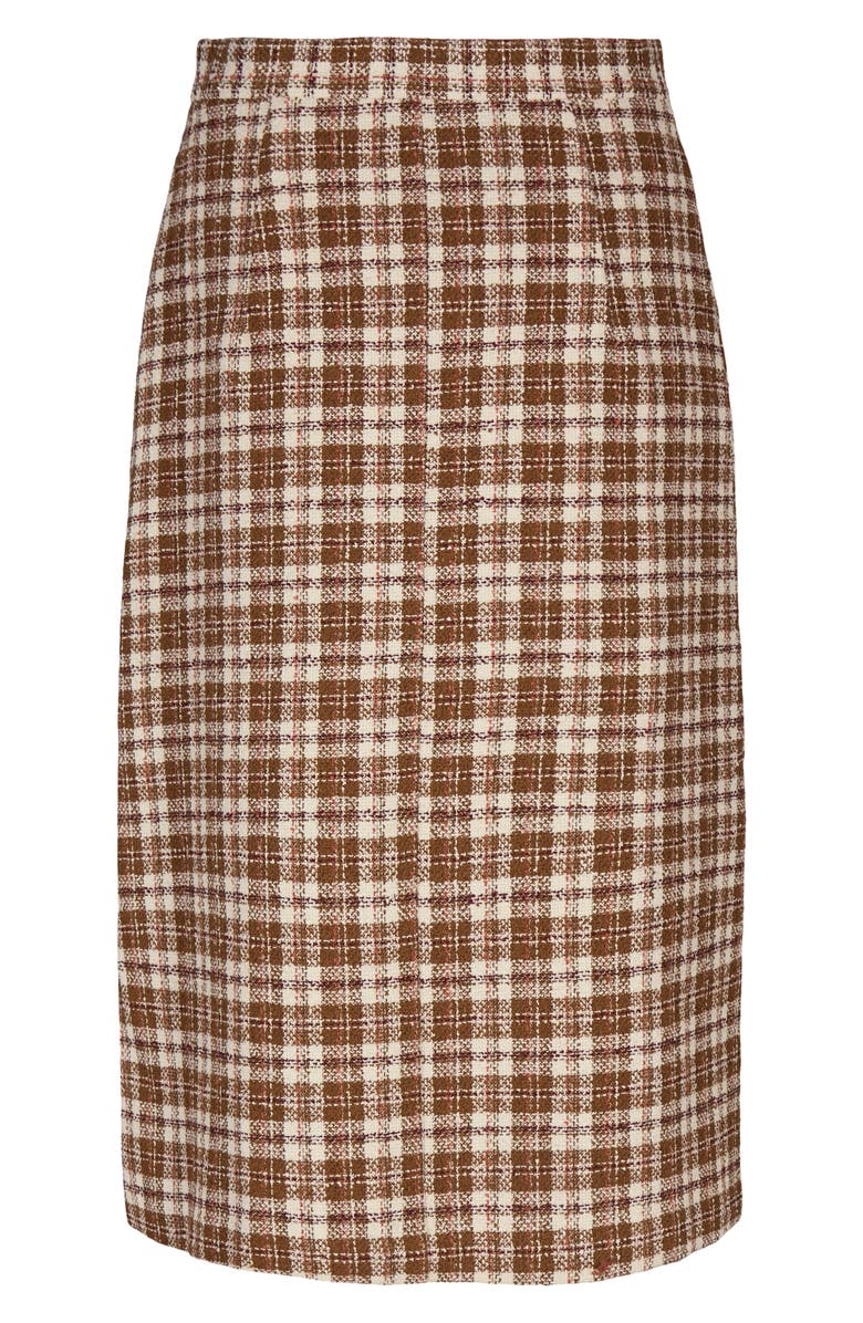 REMAIN Birger Christensen Marina Check Cotton Blend Tweed Midi Skirt, Alternate, color, 