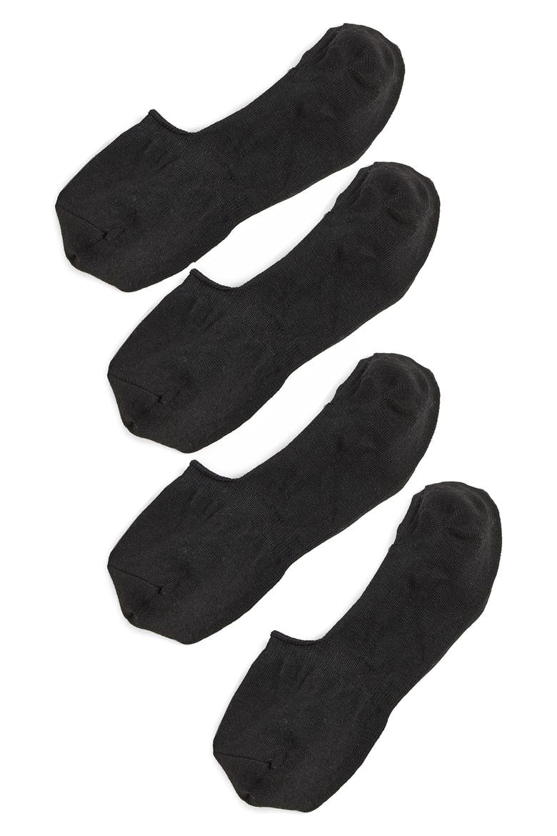 4-Pack Breathable No-Show Liner Socks, Main, color, BLACK