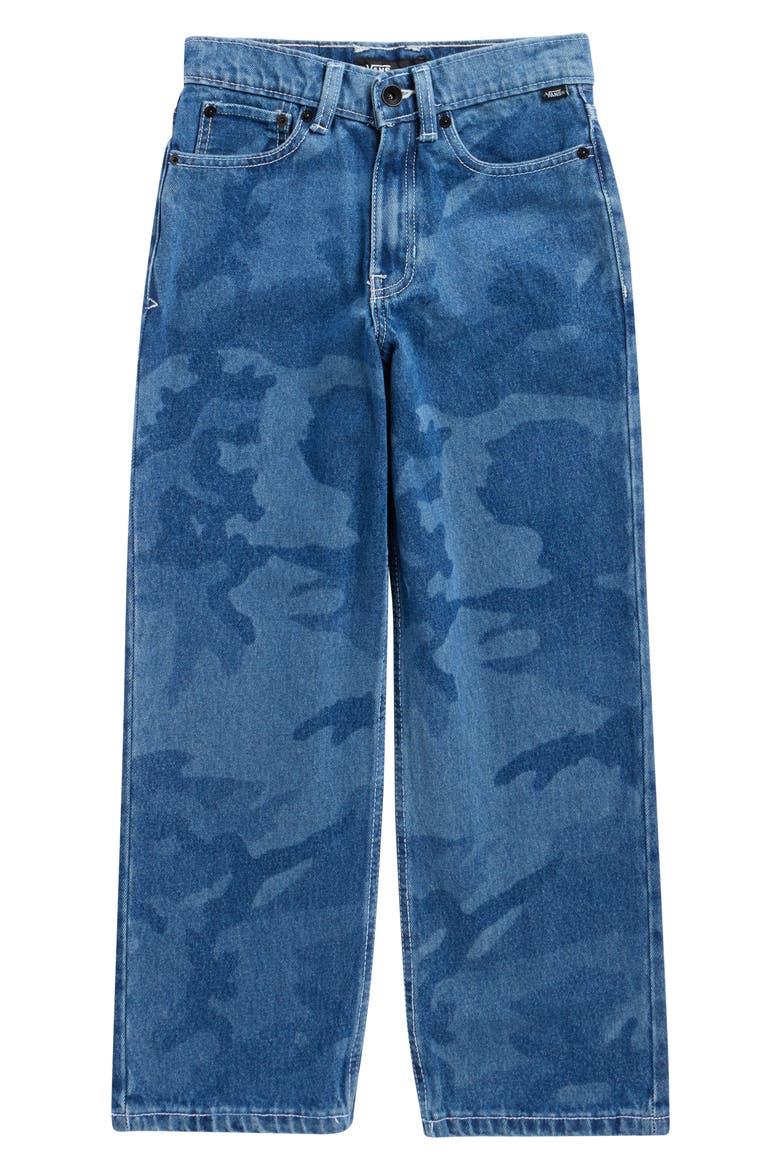 Kids' Skate Check-5 Loose Camo Print Denim Jeans, Main, color, STONEWASH BLUE