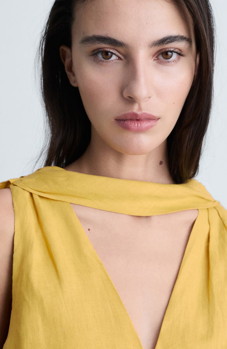 MANGO Scarf Detail Sleeveless Linen Midi Dress, Alternate, color,