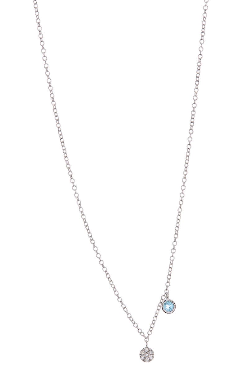Meira T 14K White Gold Diamond & Blue Topaz Necklace, Main, color, White Gold Blue Topaz