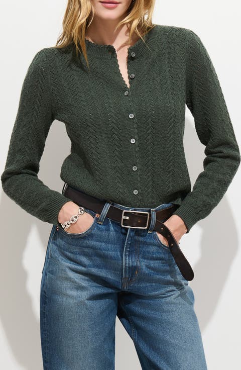 Gracie Pointelle Wool & Cotton Cardigan