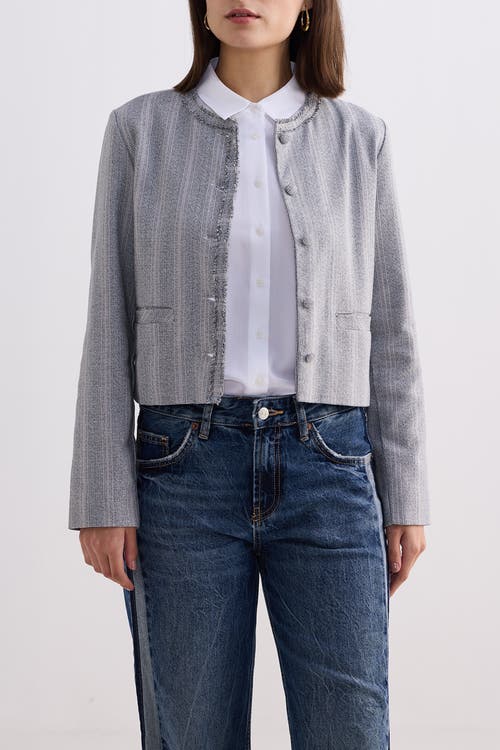 Reistor Lady Jacket In Grey Cotton Tweed In Steel Breeze